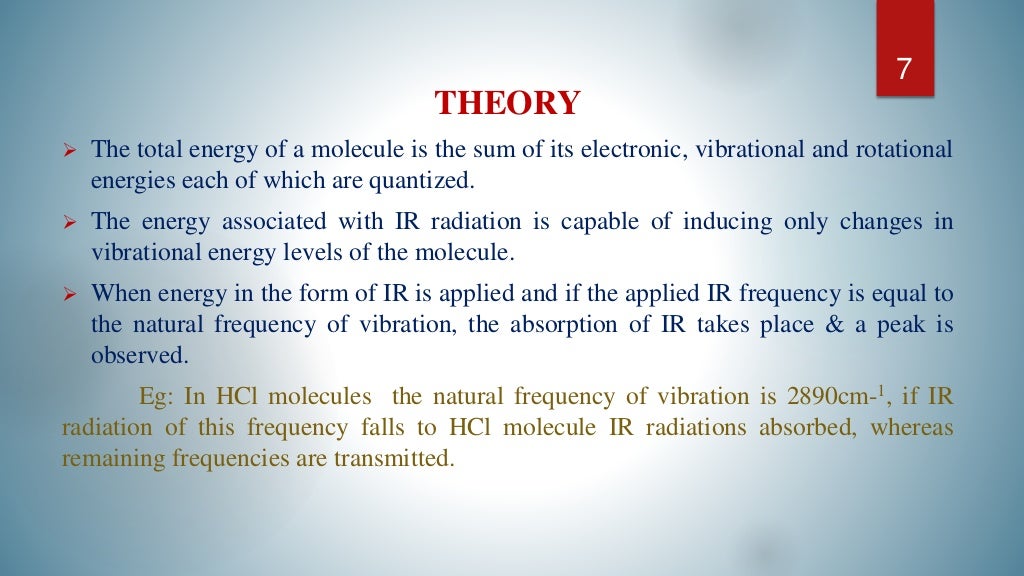 IR Spectroscopy, theory, modes of vibration and sample handling. by…