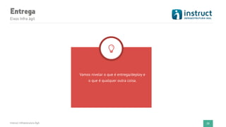 Entrega
Instruct Infraestrutura Ágil 25
Vamos nivelar o que é entrega/deploy e
o que é qualquer outra coisa.
Eixos Infra ágil
 
