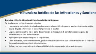 Naturaleza Jurídica de las Infracciones y Sancione
Doctrina - Criterio Administrativista Horacio García Belsunce:
Se funda...