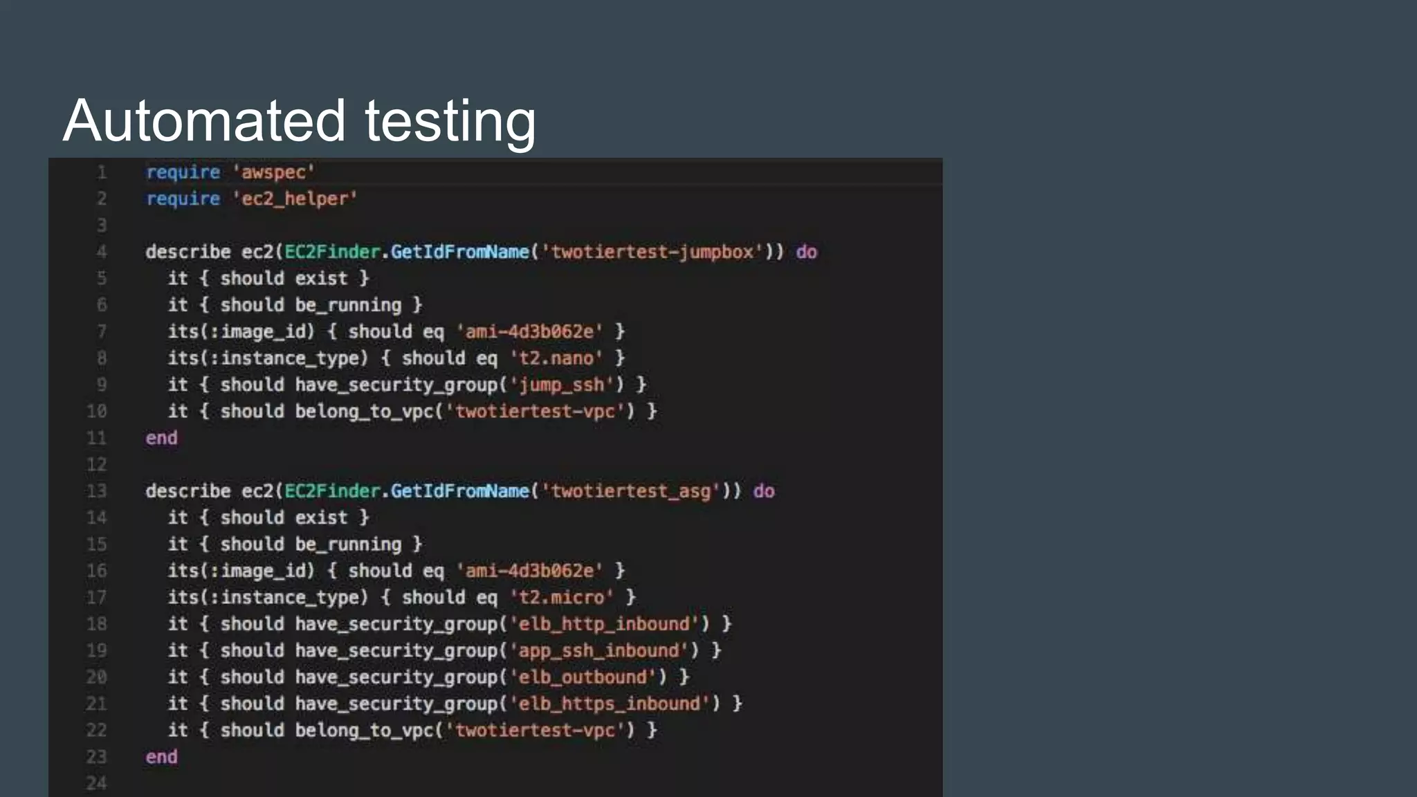 Automated testing
 