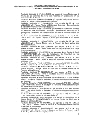 PROYECTO NTS N° 000-MINSA/DGIEM-V01
NORMA TECNICA DE SALUD PARA INFRAESTRUCTURA Y EQUIPAMIENTO DE ESTABLECIMIENTOS DE SALU...