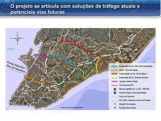 O projeto se articula com soluções de tráfego atuais e
potenciais vias futuras
 