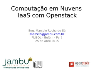 Eng. Marcelo Rocha de Sá
marcelo@jambu.com.br
FLISOL - Belém - Pará
25 de abril 2015
Computação em Nuvens
IaaS com Openstack
 