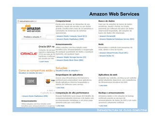 Amazon Web Services




  INFRAESTRUTURA DE CLOUD COMPUTING
 