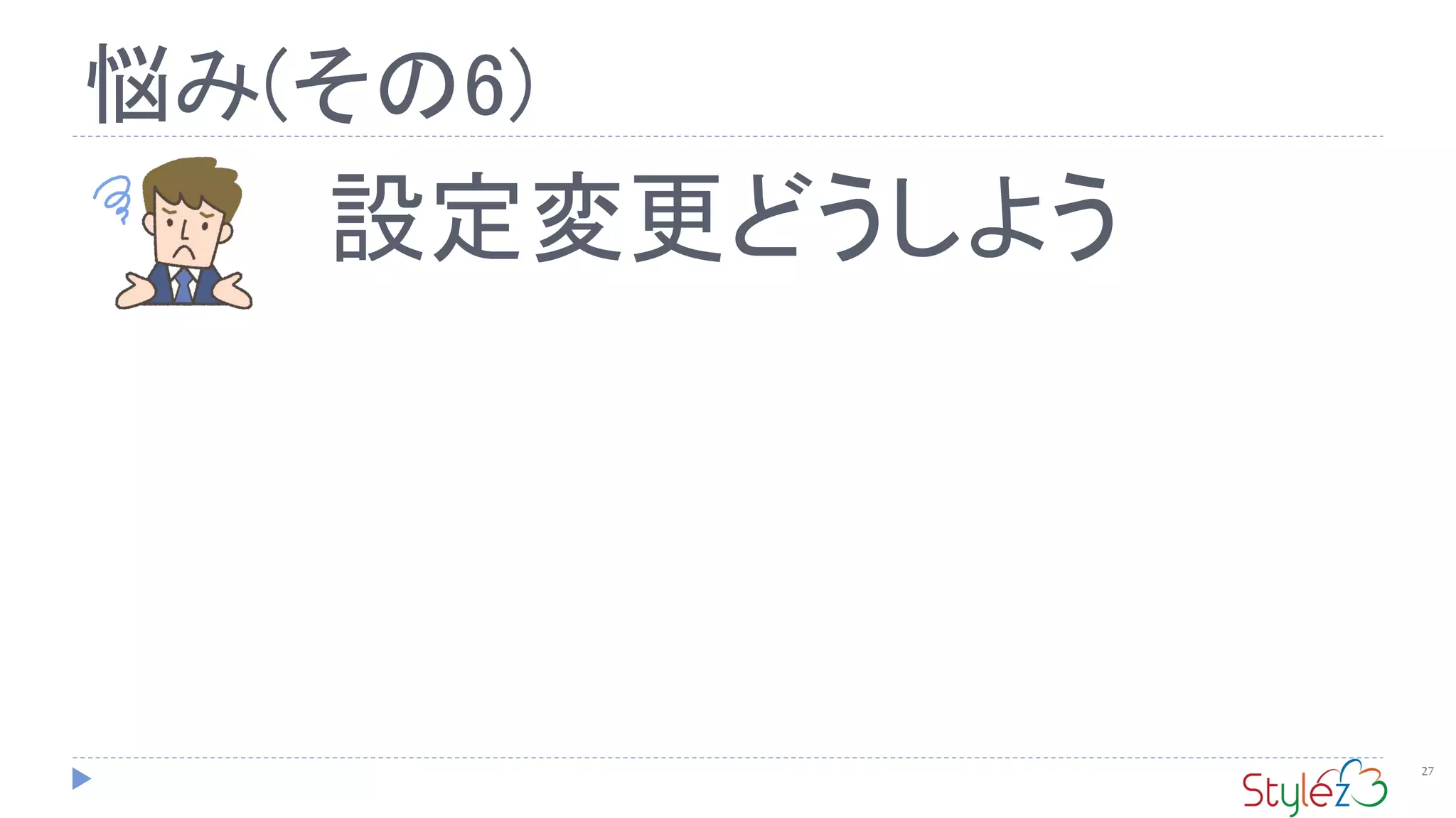 悩み(その6)
27
設定変更どうしよう
 