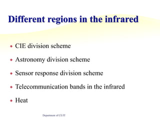 Different regions in the infraredCIE division schemeAstronomy division schemeSensor response division schemeTelecommunication bands in the infraredHeatDepartment of CE/IT