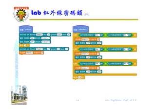shapethefuture
Lab 紅外線密碼鎖 5/5
14 Wu, ShyiShiou Dept. of E.E.
 