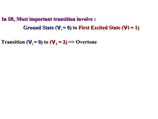 In IR, Most important transition involve : Ground State (  i  = 0)  to  First Excited State (  i = 1) Transition   (  i  = 0)  to  (  J  = 2)  => Overtone 