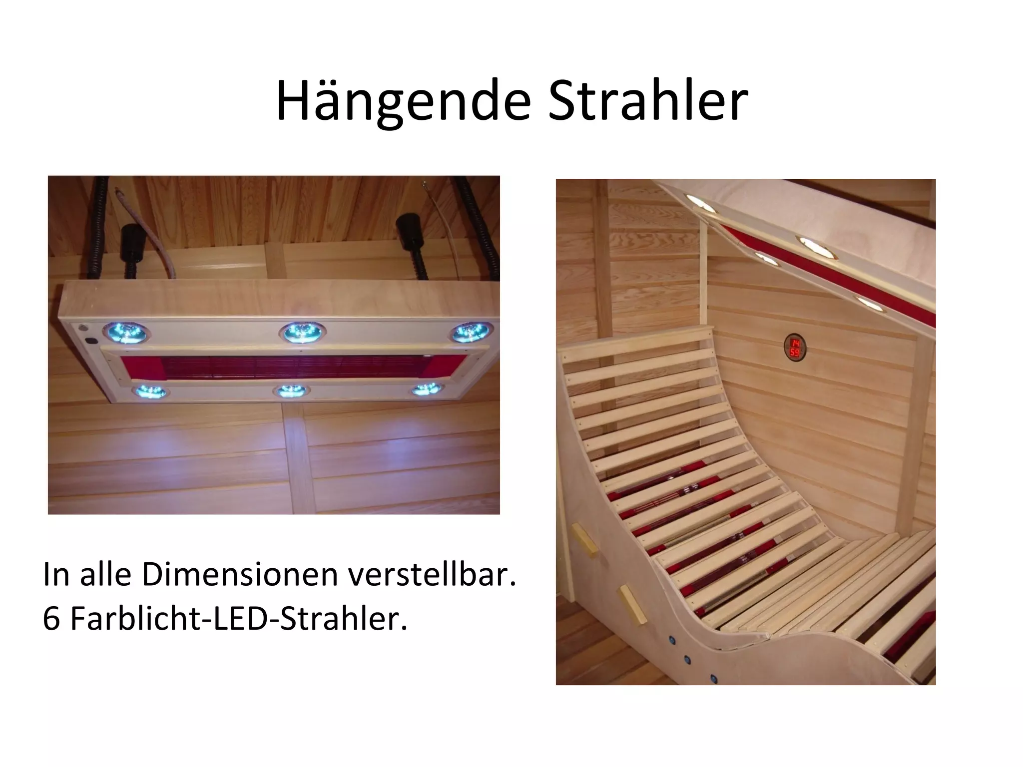 Hängende Strahler In alle Dimensionen verstellbar. 6 Farblicht-LED-Strahler. 