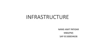 INFRASTRUCTURE
NAME-AMIT PATIDAR
MBA(PM)
SAP ID:500034638
 