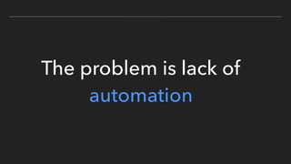 The problem is lack of
automation
 