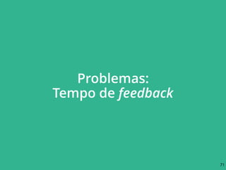 Problemas: 
Tempo de feedback
71
 