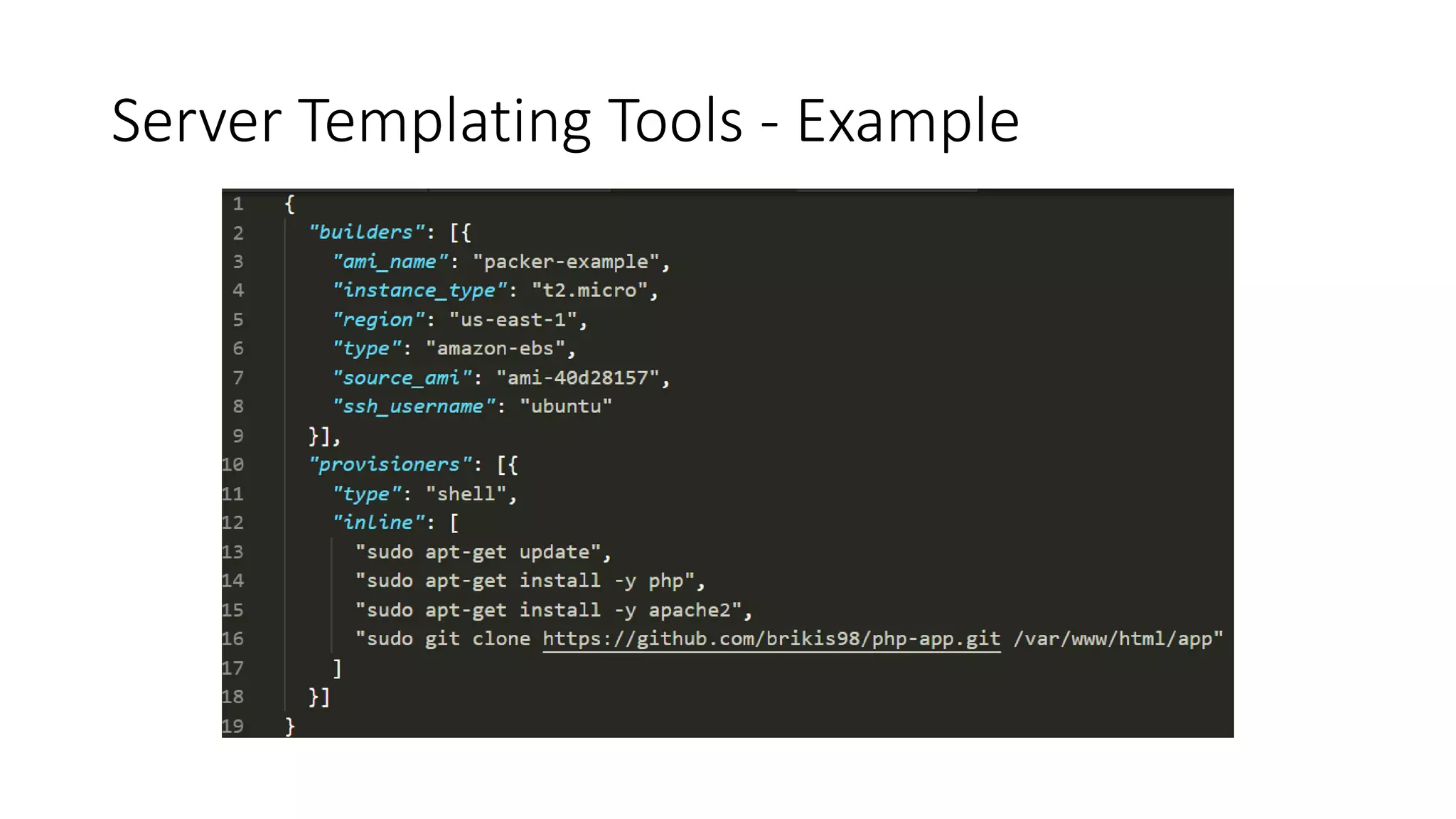 Server Templating Tools - Example
 