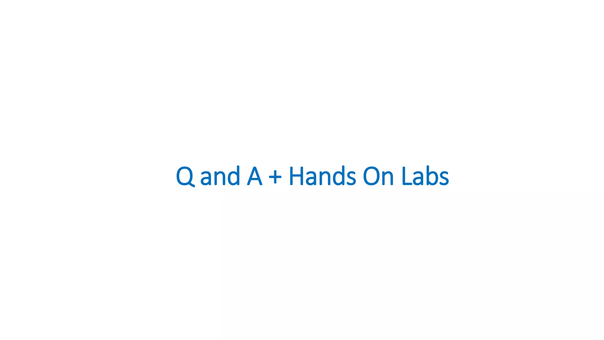 Q and A + Hands On Labs
 