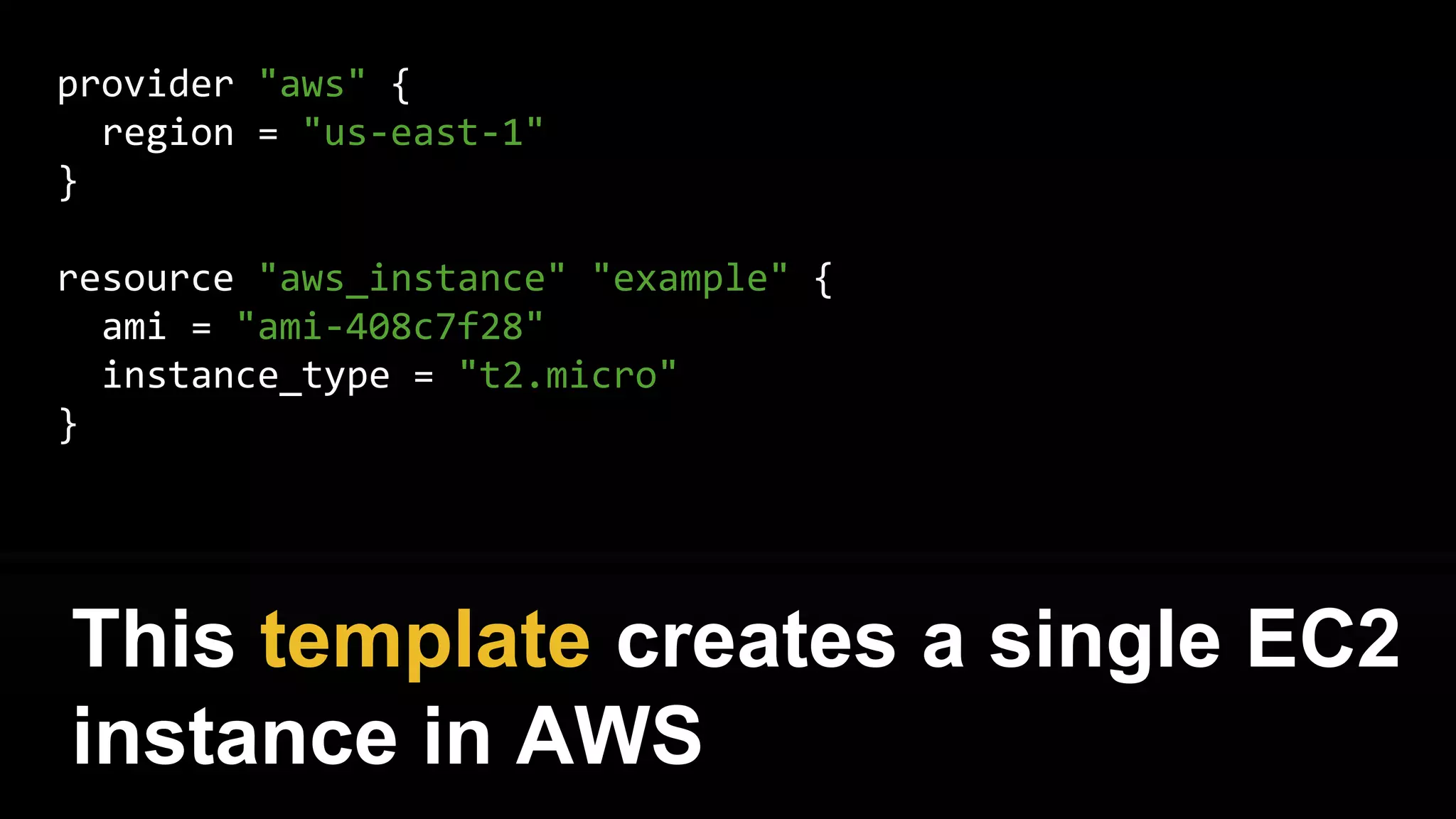 You define infrastructure as code
in Terraform templates
 