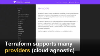 Terraform is a tool for
provisioning infrastructure
 