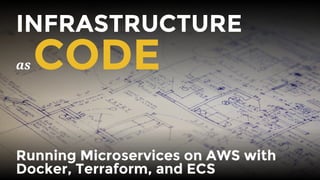 INFRASTRUCTURE
as CODE
Running Microservices on AWS with
Docker, Terraform, and ECS
 