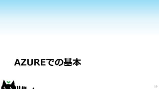 AZUREでの基本
16
 
