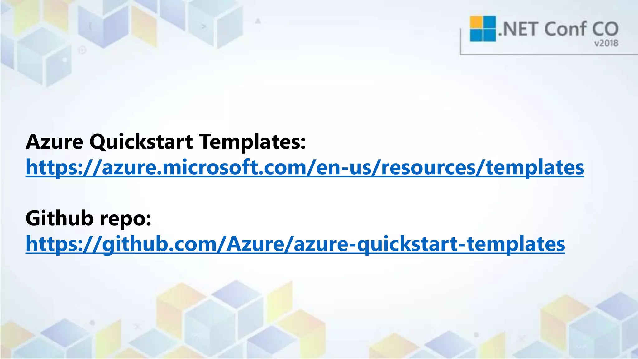 Azure Quickstart Templates:
https://azure.microsoft.com/en-us/resources/templates
Github repo:
https://github.com/Azure/azure-quickstart-templates
 
