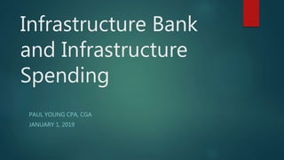 Infrastructure Bank
and Infrastructure
Spending
PAUL YOUNG CPA, CGA
JANUARY 1, 2019
 