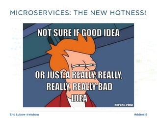 Eric Lubow @elubow #ddsea15
MICROSERVICES: THE NEW HOTNESS!
 