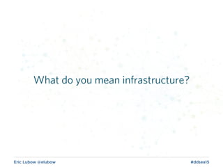 Eric Lubow @elubow #ddsea15
What do you mean infrastructure?
 