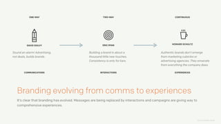 Branding evolving from comms to experiences
It’s clear that branding has evolved. Messages are being replaced by interacti...