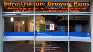 Infrastructure Growing Pains
reﬂections on Kororoit Institute’s and friends’ planning interventions
in light of Supervenience project and where to from here?
Tony Smith
Melbourne Emergence Meetup
14 November 2019
 