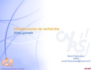 Infrastructures de recherche [Méta-]portails Muriel Foulonneau CNRS [email_address] 