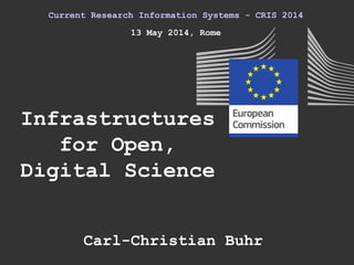 Infrastructures
for Open,
Digital Science
Current Research Information Systems - CRIS 2014
13 May 2014, Rome
Carl-Christian Buhr
 