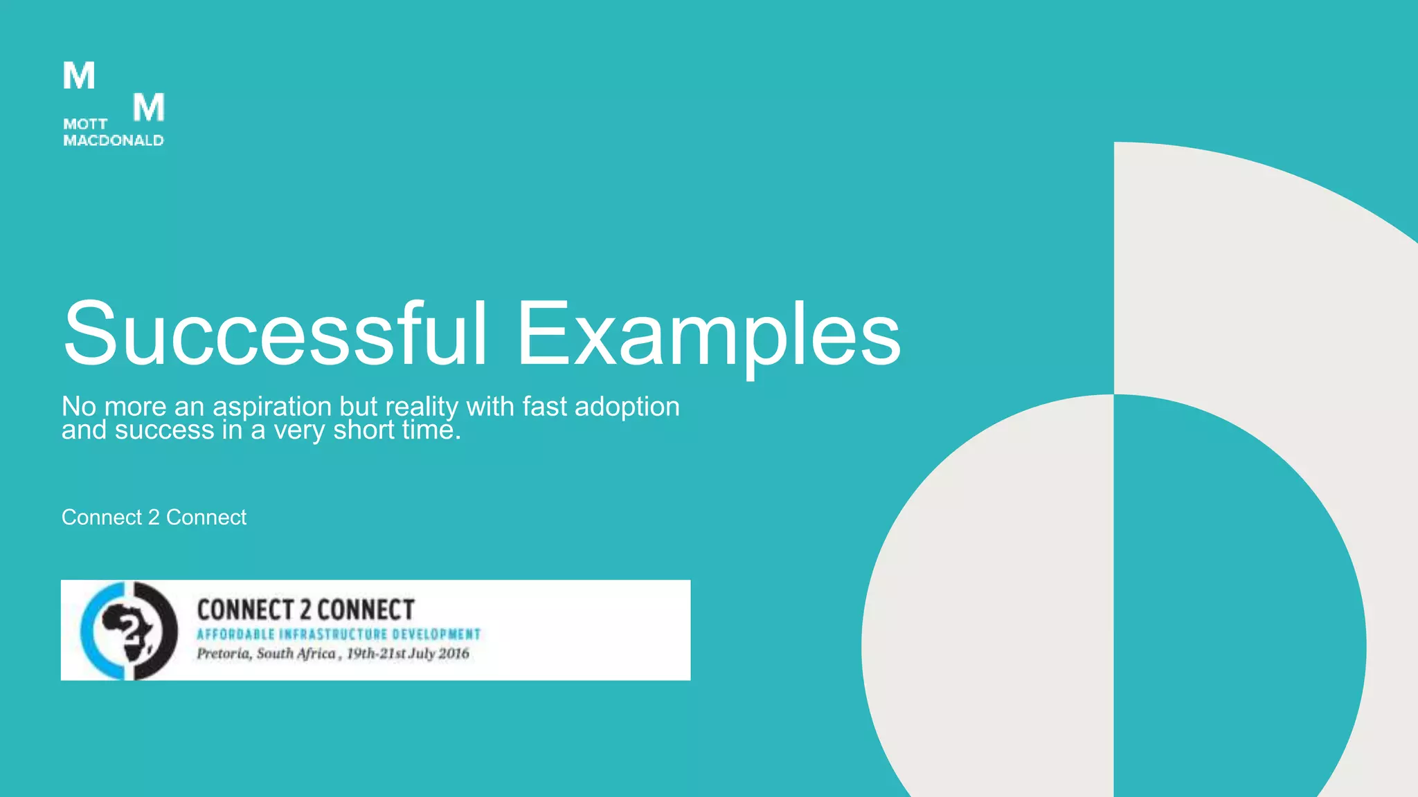 Connect 2 Connect
No more an aspiration but reality with fast adoption
and success in a very short time.
Successful Examples
 