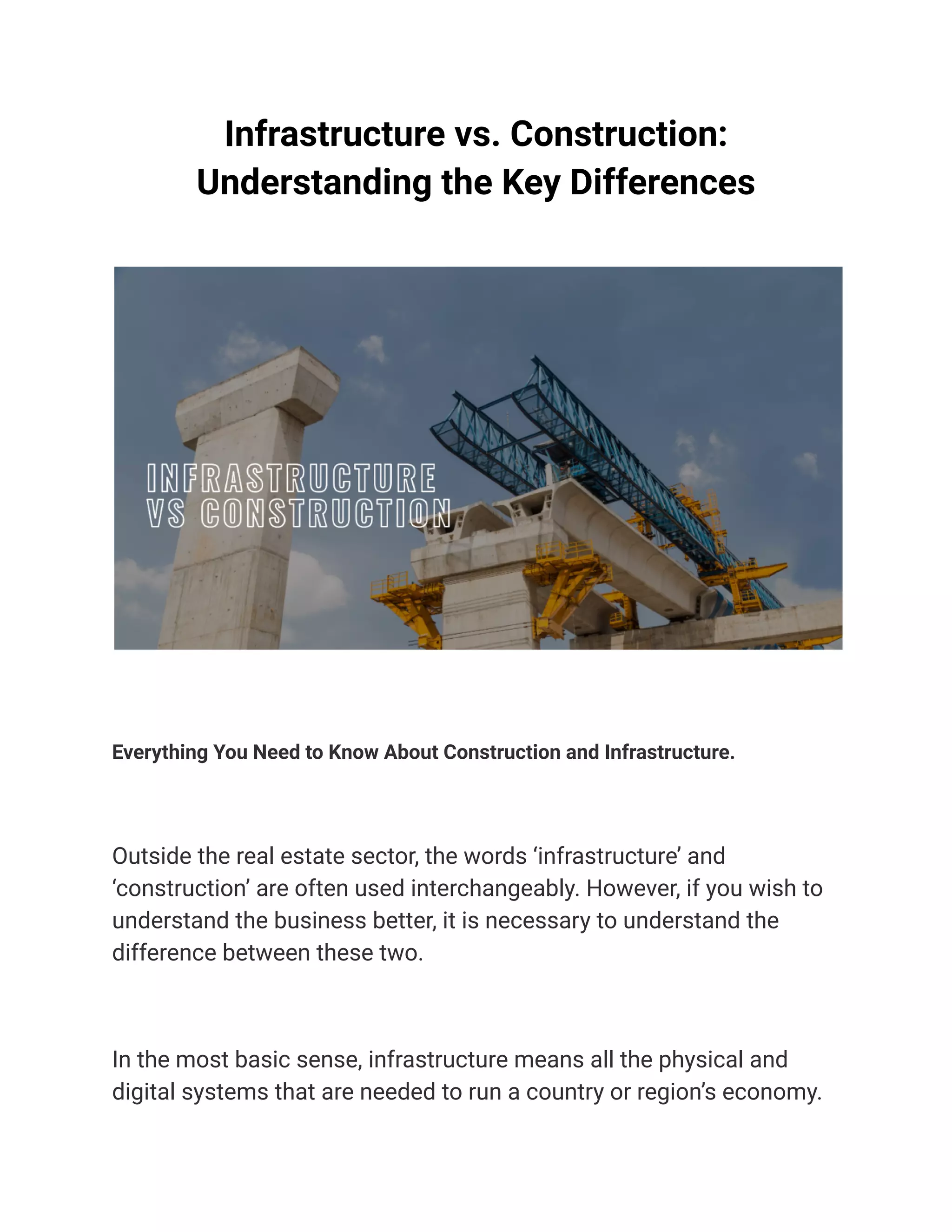 Infrastructure vs. Construction Understanding the Key Differences PDF