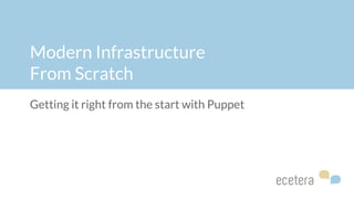 Getting it right from the start with Puppet
Modern Infrastructure
From Scratch
 