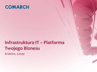 Tytuł konferencji / nazwa prezentacji




  Infrastruktura IT – Platforma
  Twojego Biznesu
  Kraków, 2009r
 