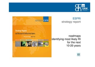 ENeL - Vienna 201511.2.2015 11
ESFRI
strategy report
roadmaps
identifying most likely RI
for the next
10-20 years
 