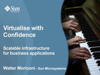 Virtualise with
Confidence

Scalable infrastructure
for business applications


Walter Moriconi - Sun Microsystems
                                     1
 