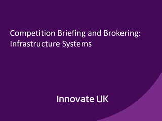 Competition Briefing and Brokering:
Infrastructure Systems
 