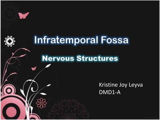Infratemporal Fossa
 Nervous Structures


              Kristine Joy Leyva
              DMD1-A
 