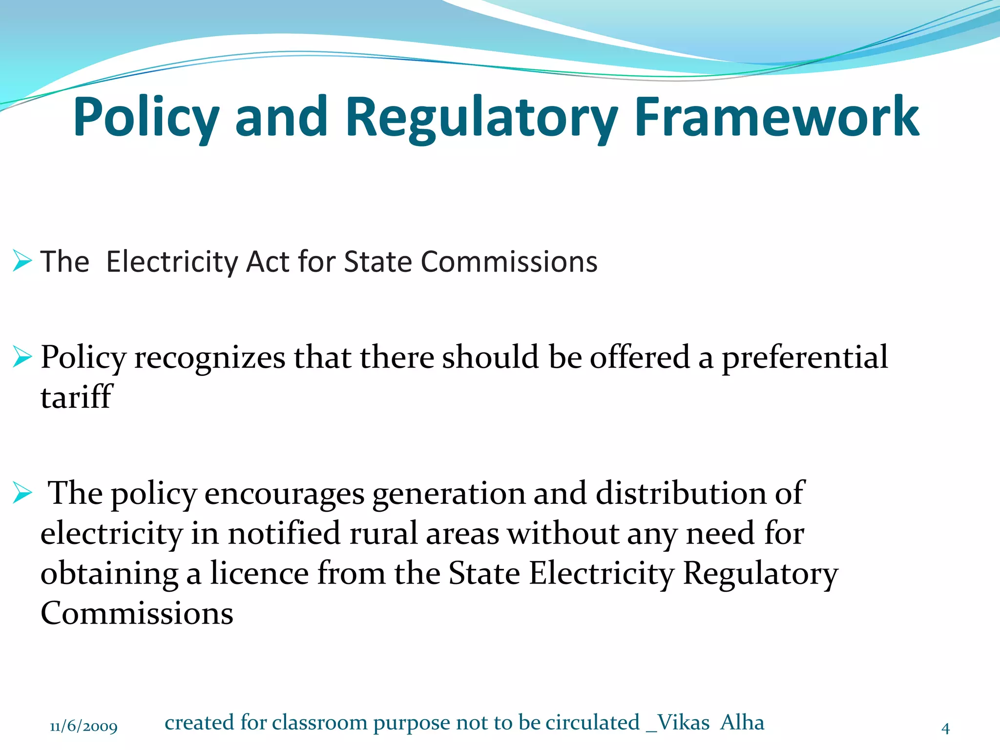 Regulatory certainty on tariff and other conditions of power procurement