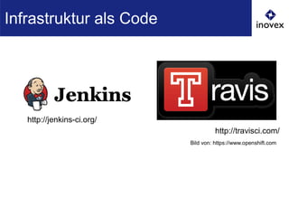 Infrastruktur als Code
http://jenkins-ci.org/
http://travisci.com/
Bild von: https://www.openshift.com
 
