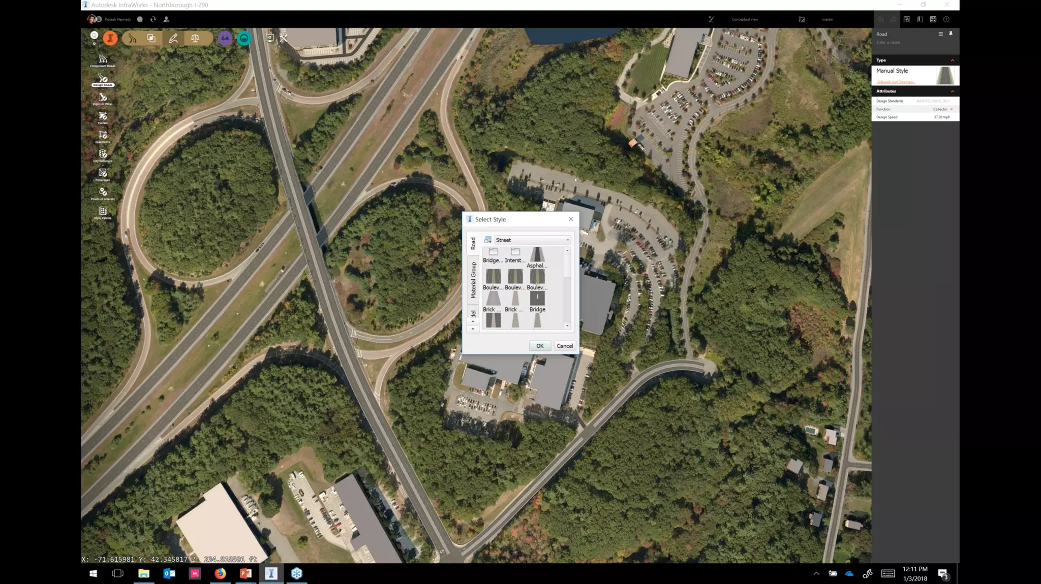 InfraWorks 2018.2 - Enhancements to road modeling and quantities