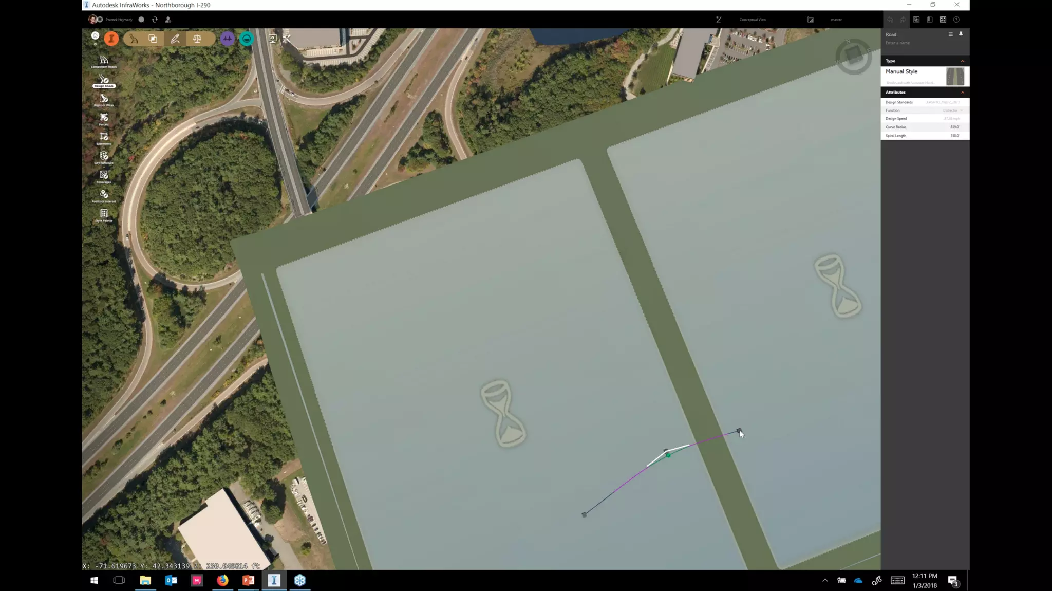 InfraWorks 2018.2 - Enhancements to road modeling and quantities