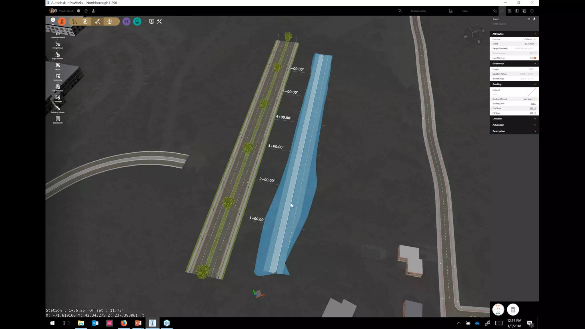 InfraWorks 2018.2 - Enhancements to road modeling and quantities