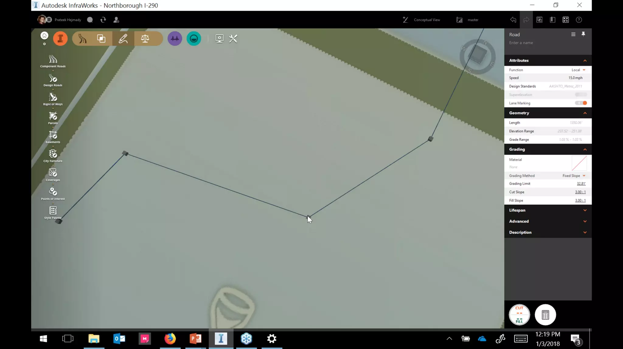 InfraWorks 2018.2 - Enhancements to road modeling and quantities