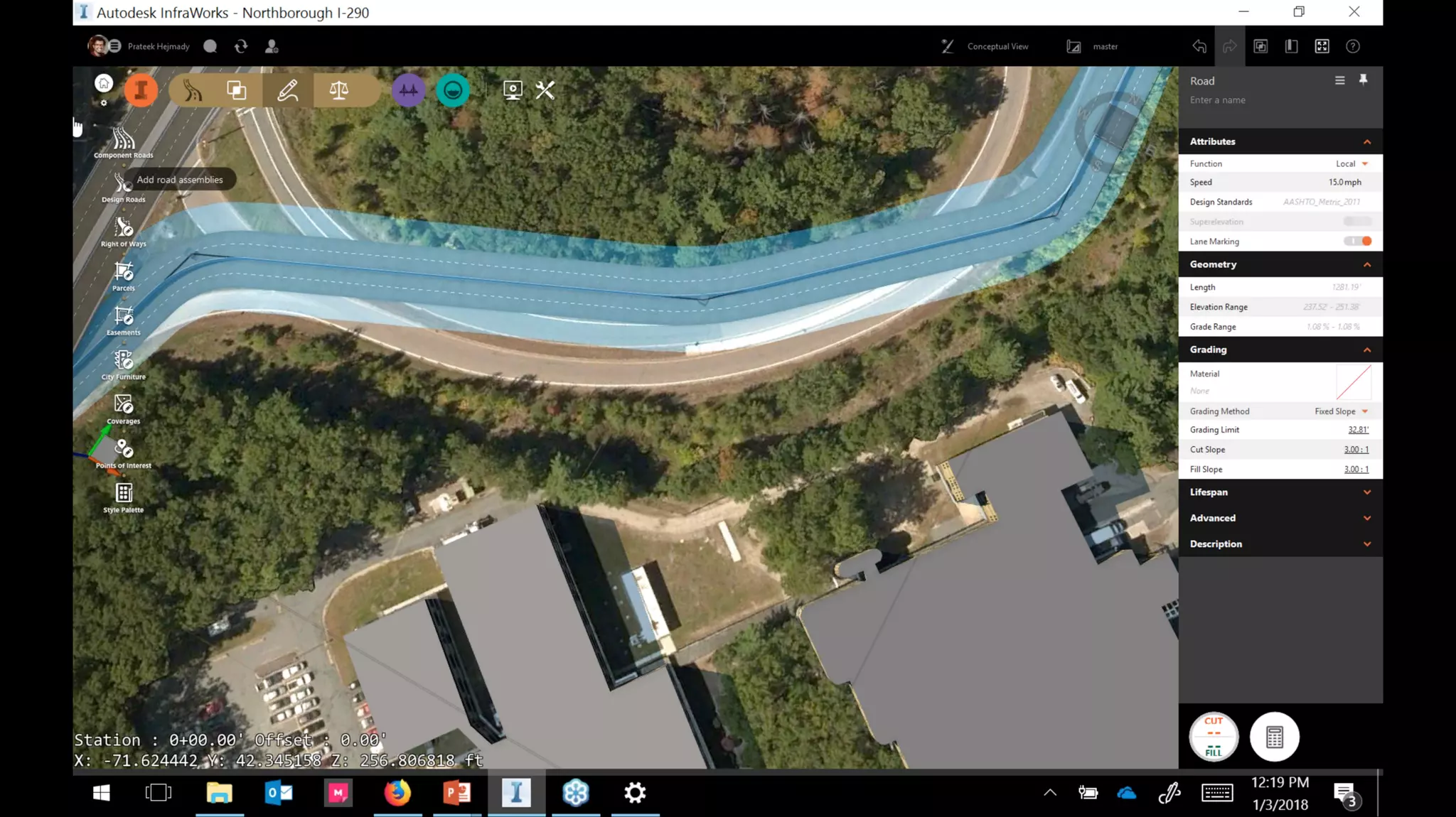 InfraWorks 2018.2 - Enhancements to road modeling and quantities