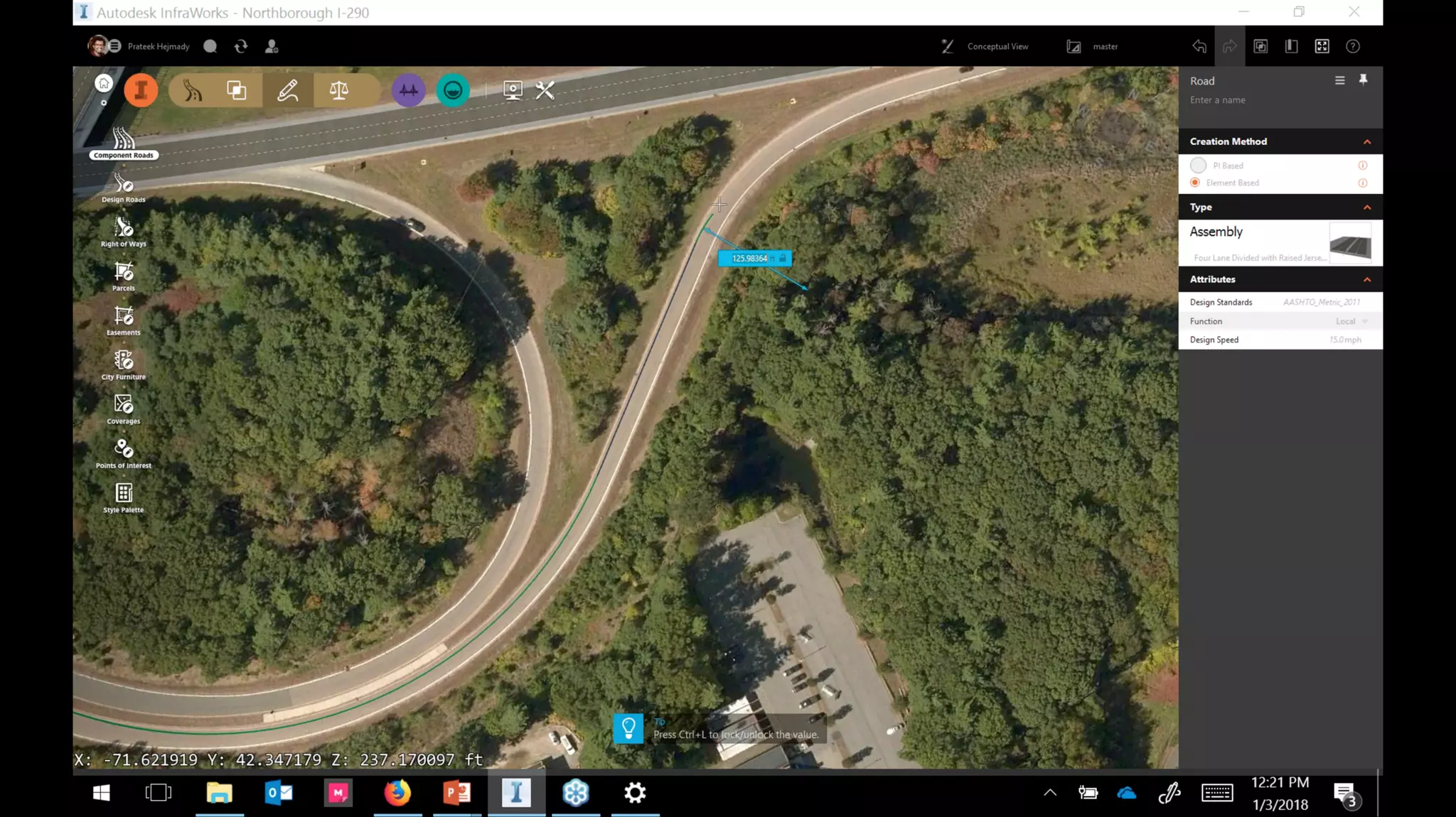 InfraWorks 2018.2 - Enhancements to road modeling and quantities
