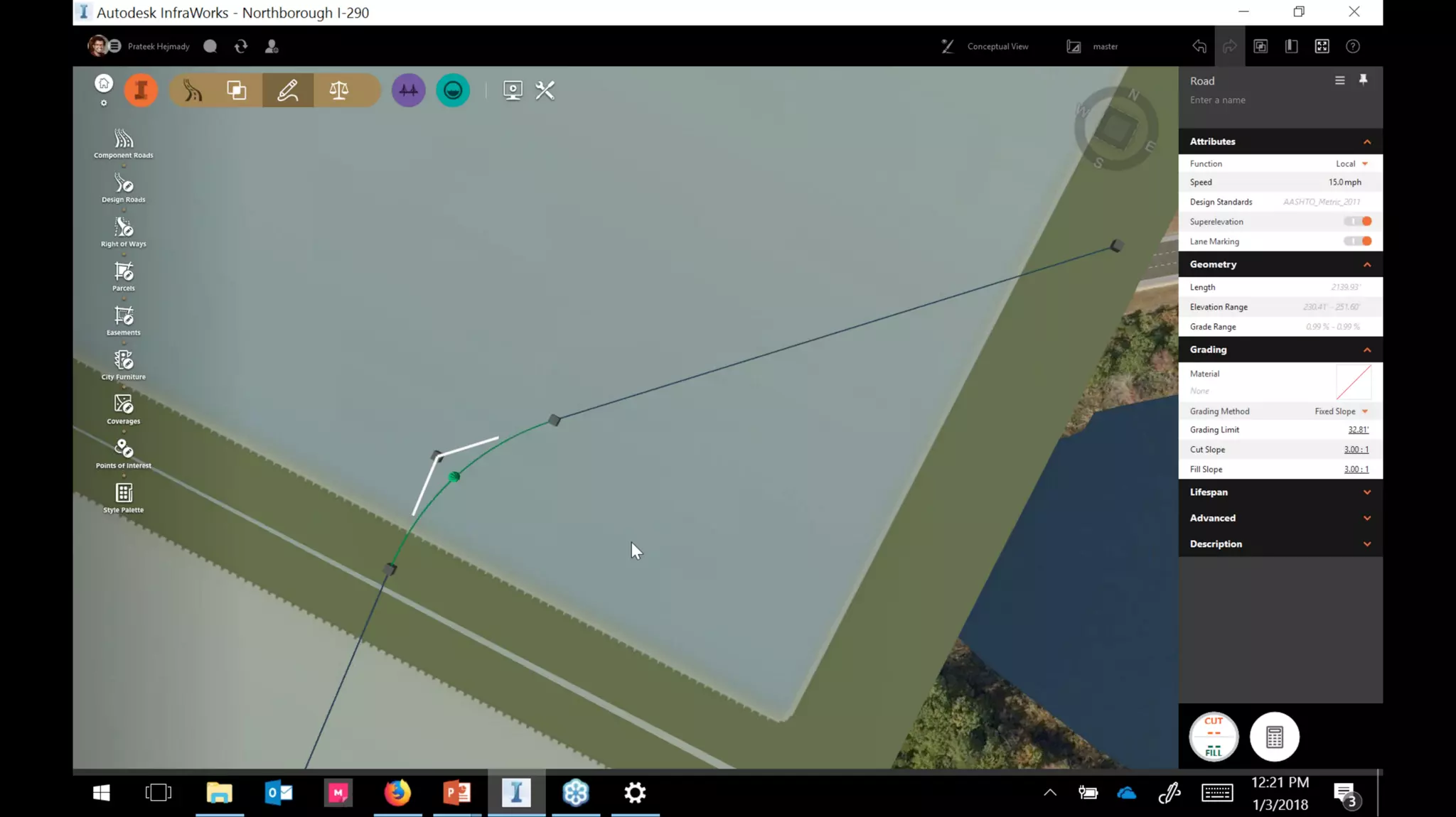 InfraWorks 2018.2 - Enhancements to road modeling and quantities