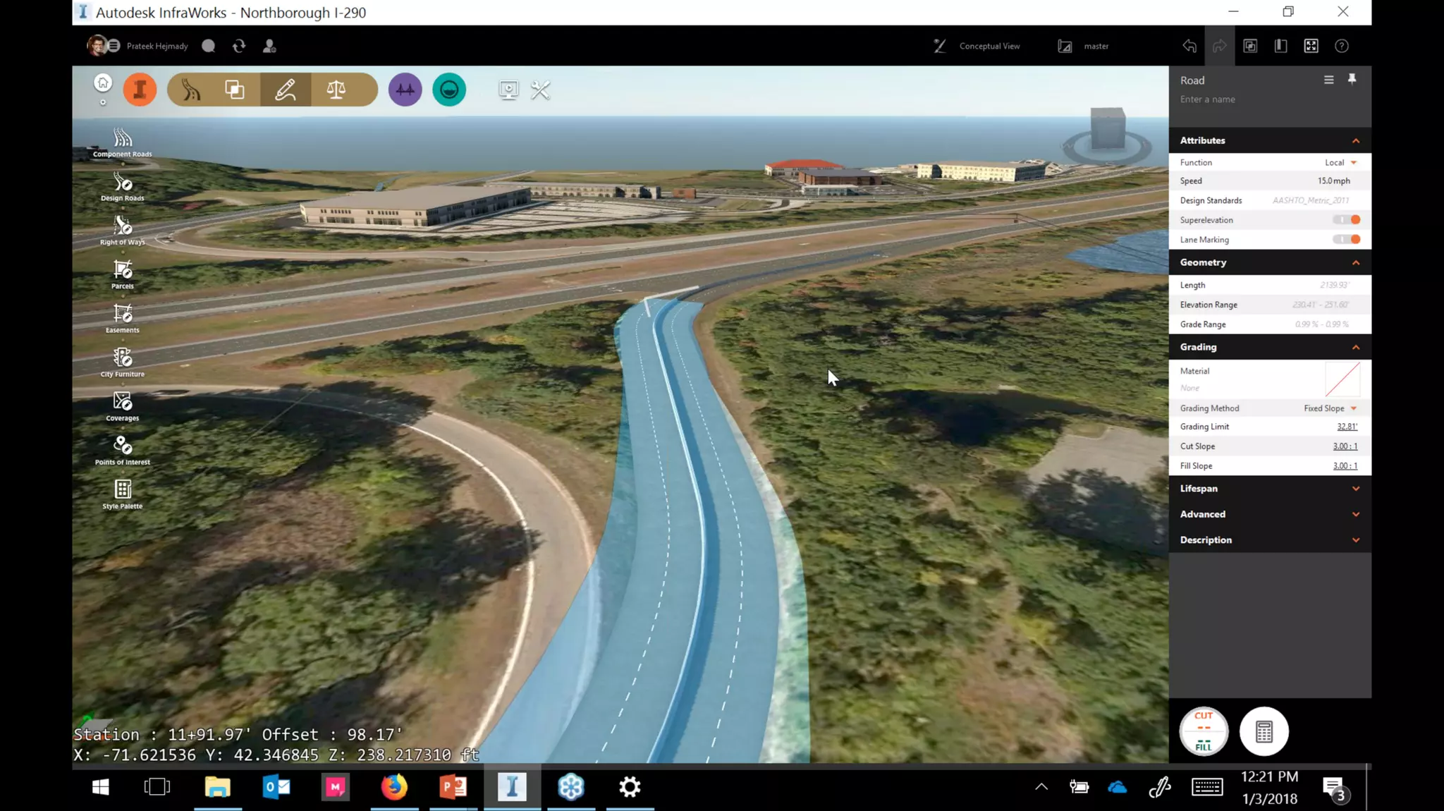 InfraWorks 2018.2 - Enhancements to road modeling and quantities