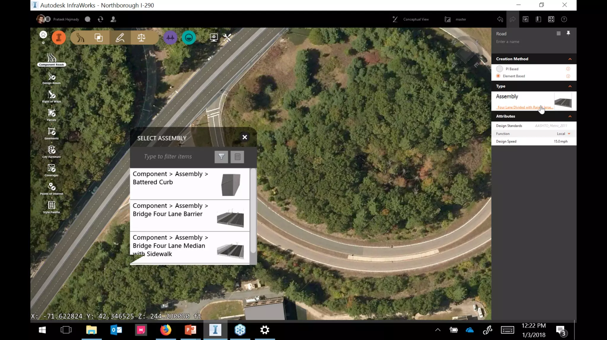InfraWorks 2018.2 - Enhancements to road modeling and quantities