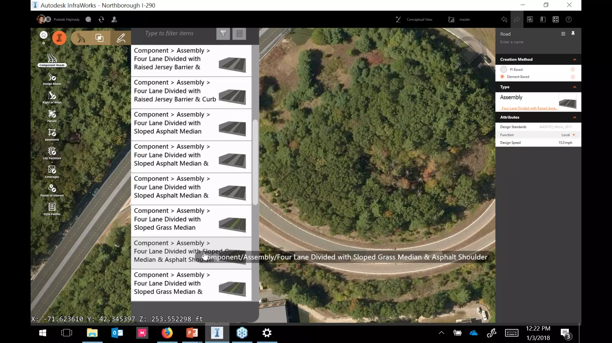 InfraWorks 2018.2 - Enhancements to road modeling and quantities